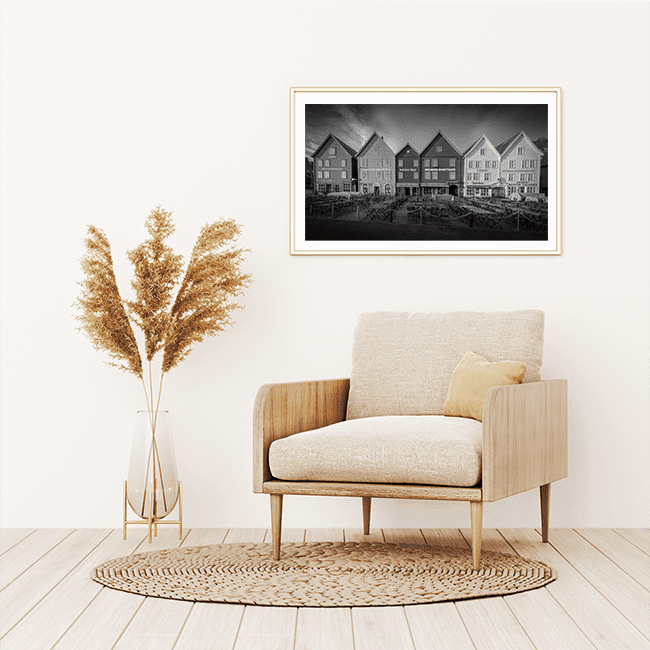 Bryggen i Bergen - DanielfotoKunsttrykk 50x28 cm
