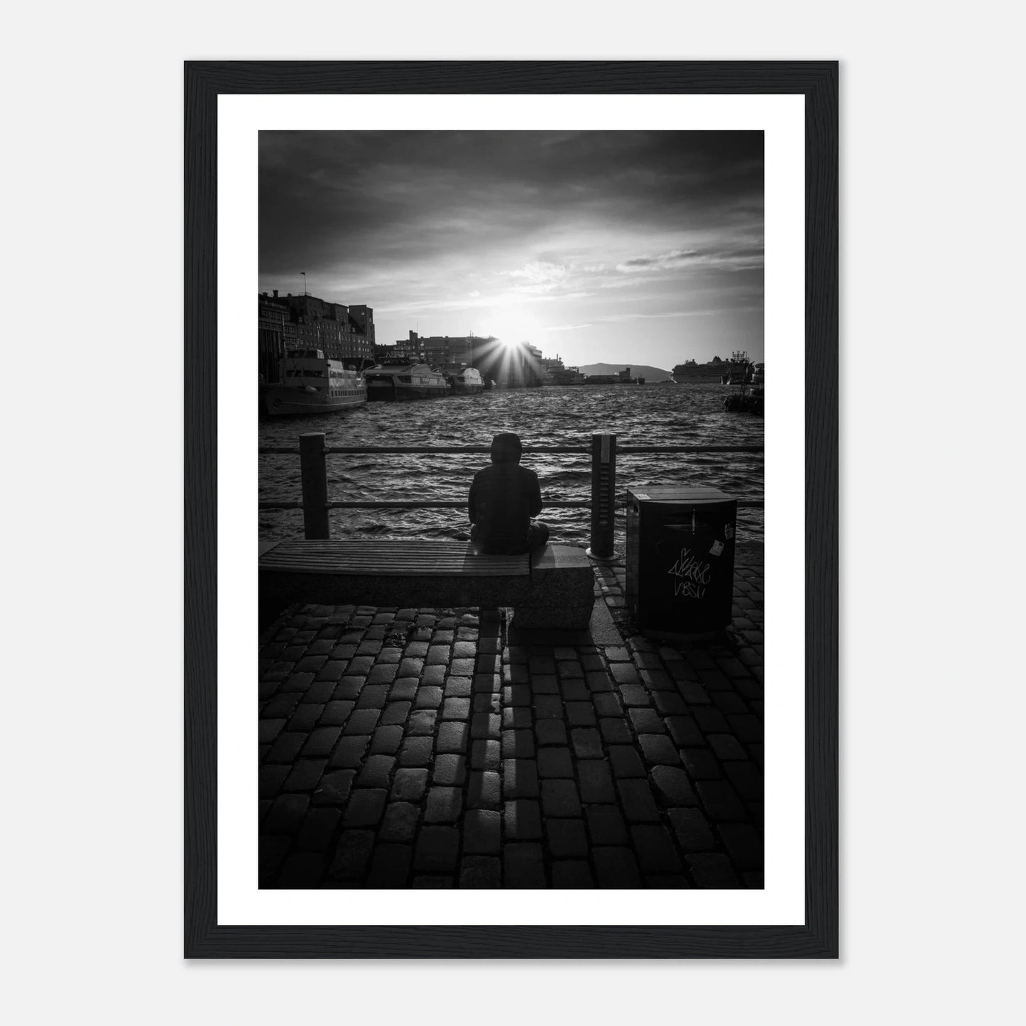 Solnedgang ved Fisketorget i Bergen | Premium plakat | Treramme - DanielfotoUten ramme21x29.7 cm / 8x12"