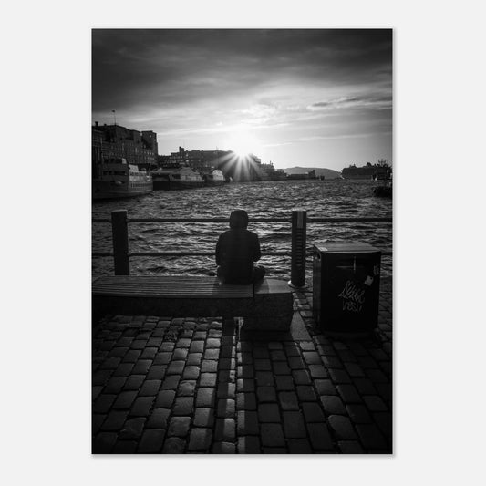 Solnedgang ved Fisketorget i Bergen | Premium plakat | Treramme - DanielfotoUten ramme21x29.7 cm / 8x12"