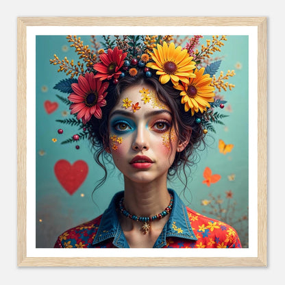 Jente med blomsterkrans | Premium plakat | Treramme - DanielfotoPremium plakat i matt papir med trerammeTreramme30x30 cm / 12x12″