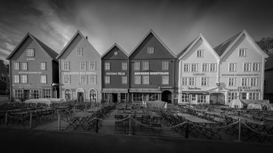 Bryggen i Bergen - DanielfotoKunsttrykk 50x28 cm