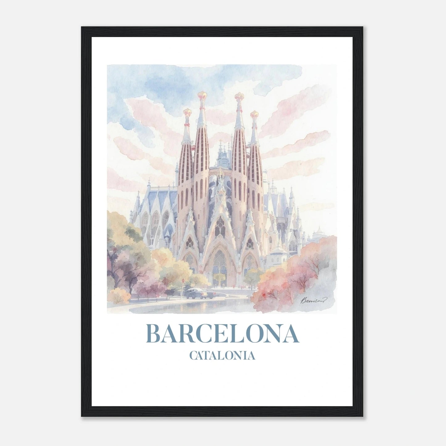 Barcelona | Premium plakat | Treramme - DanielfotoPremium plakat i matt papir med trerammeMørk treramme21x29.7 cm / 8x12"
