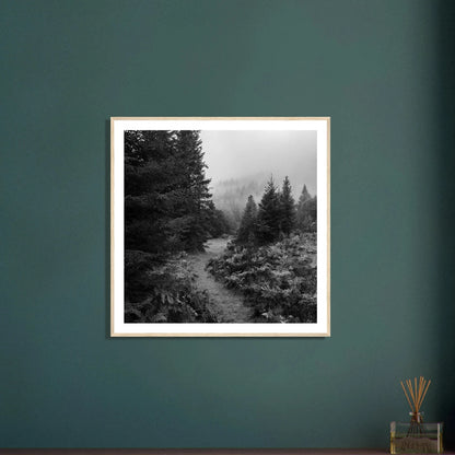 Tåkesti i Hardangerskogen | Premium plakat | Treramme - Danielfoto30x30 cm / 12x12″Premium plakat i matt papir - 