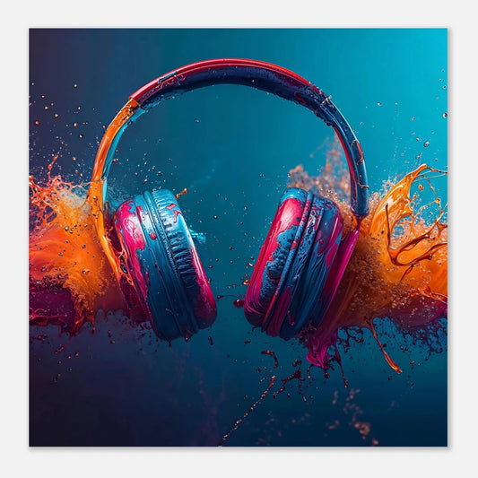 Fargeeksplosjon med headsets | Premium plakat | Treramme - DanielfotoUten ramme30x30 cm / 12x12″