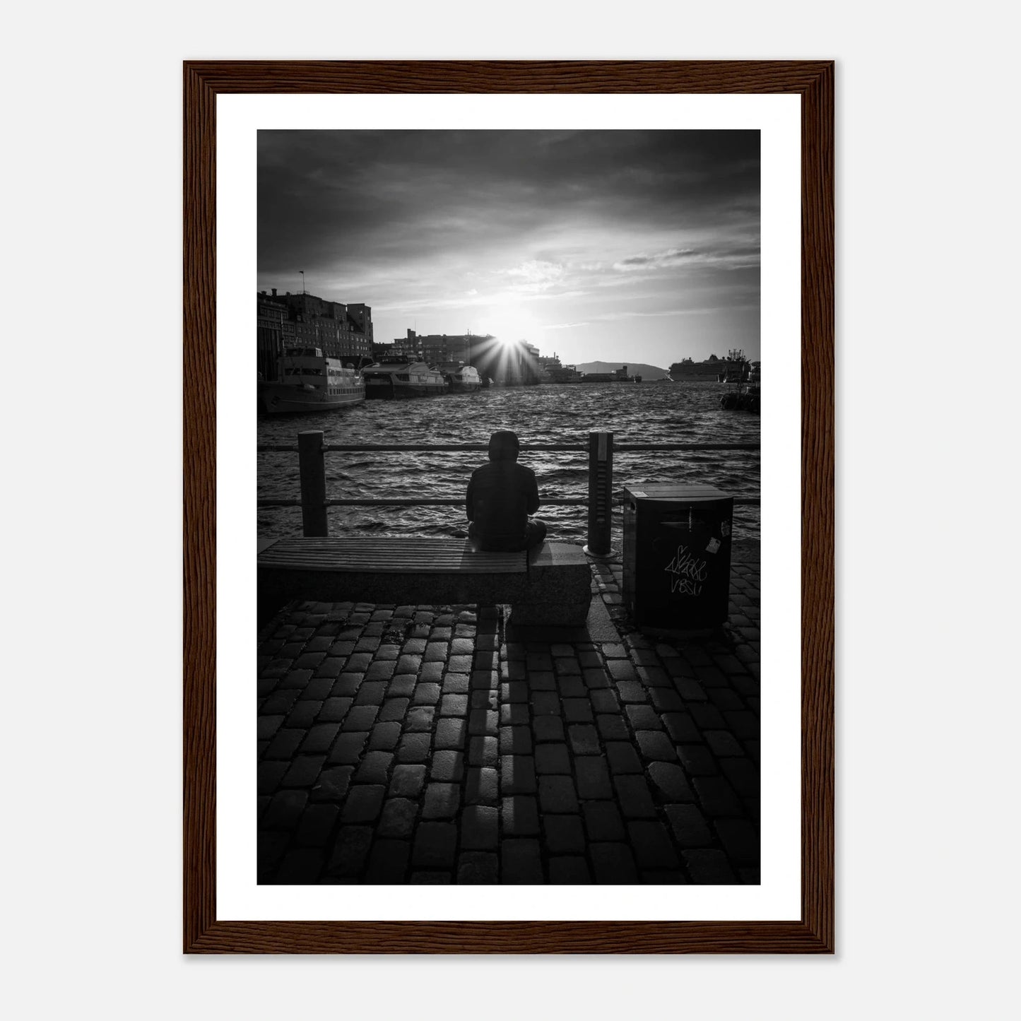 Solnedgang ved Fisketorget i Bergen | Premium plakat | Treramme - DanielfotoUten ramme21x29.7 cm / 8x12"