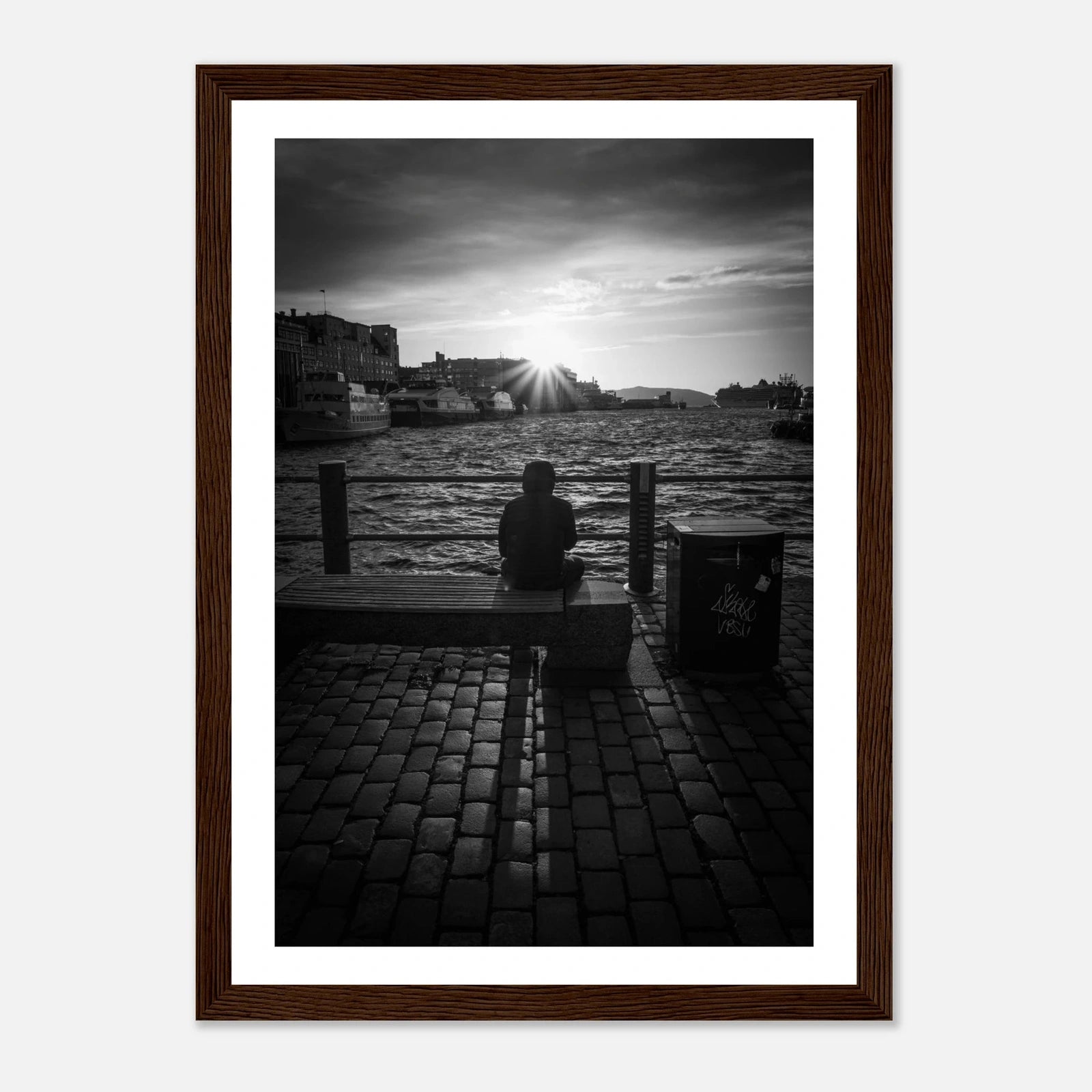 Solnedgang ved Fisketorget i Bergen | Premium plakat | Treramme - DanielfotoUten ramme21x29.7 cm / 8x12"