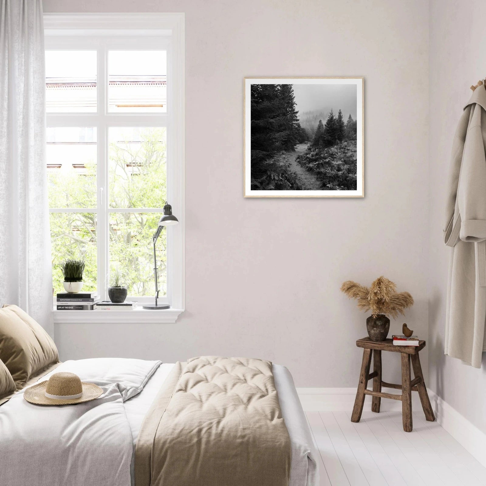 Tåkesti i Hardangerskogen | Premium plakat | Treramme - Danielfoto30x30 cm / 12x12″Premium plakat i matt papir - 
