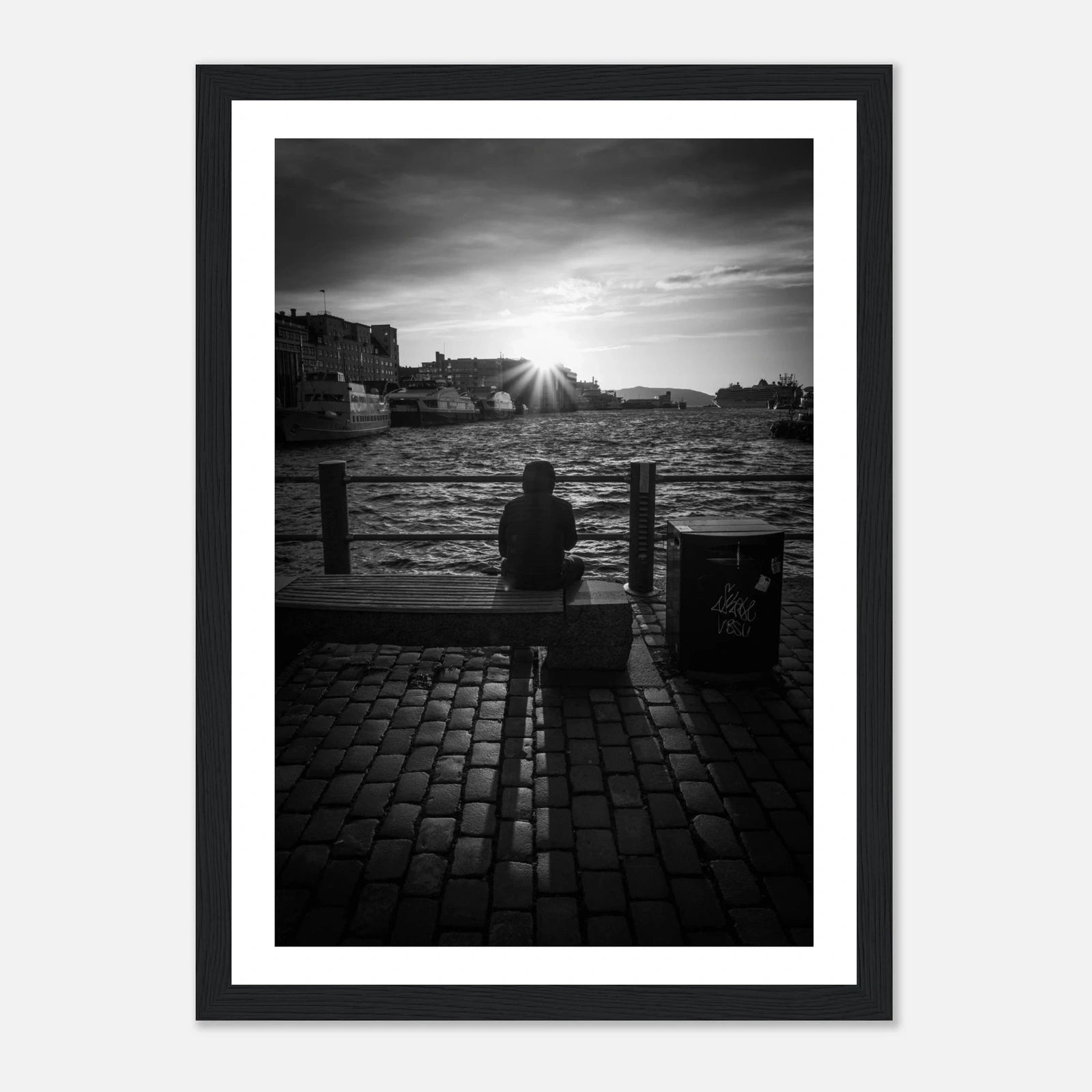 Solnedgang ved Fisketorget i Bergen | Premium plakat | Treramme - DanielfotoUten ramme21x29.7 cm / 8x12"