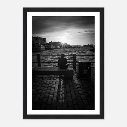 Solnedgang ved Fisketorget i Bergen | Premium plakat | Treramme - DanielfotoUten ramme21x29.7 cm / 8x12"